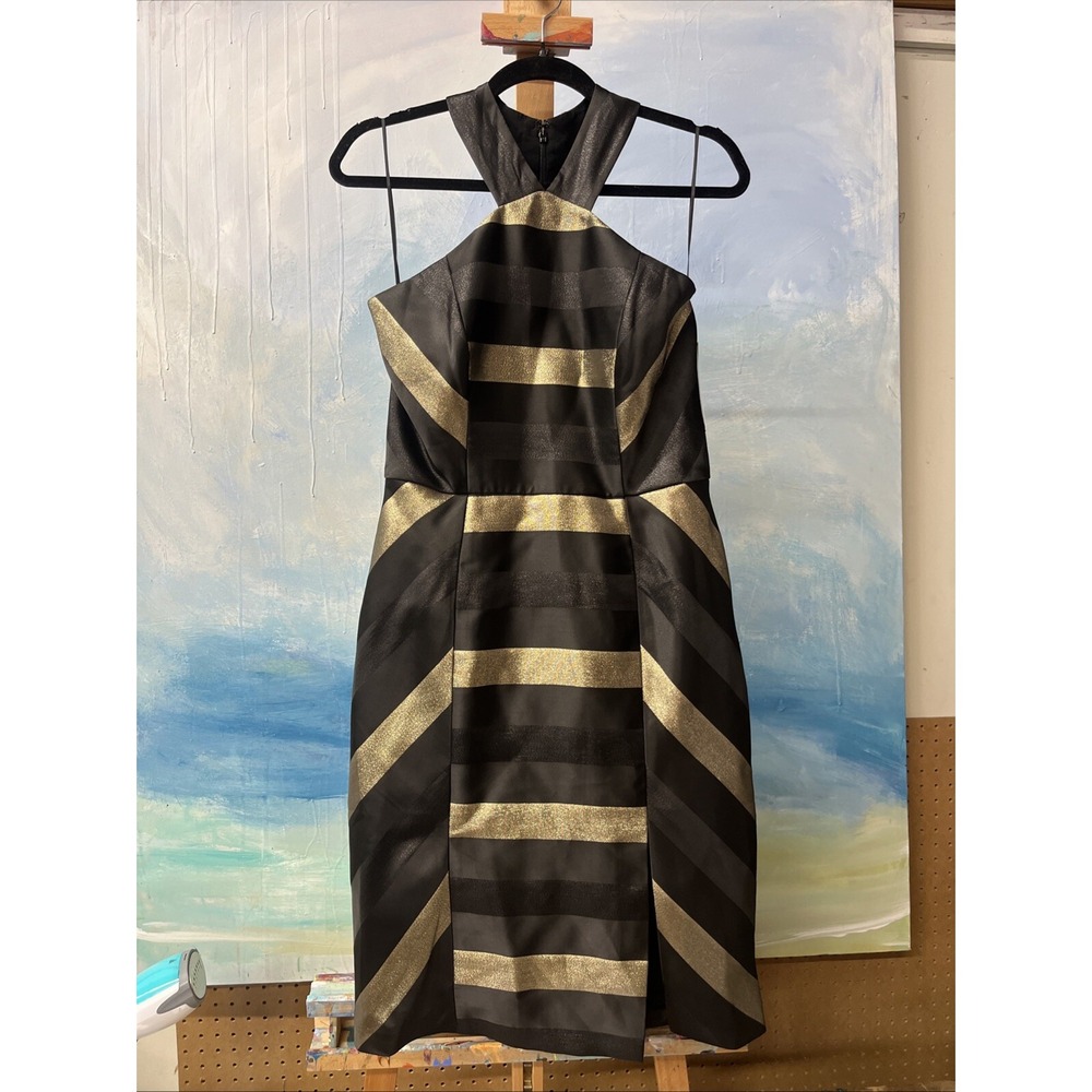 Hutch Boston proper Anthropologie metallic black party dress size 8 NWT